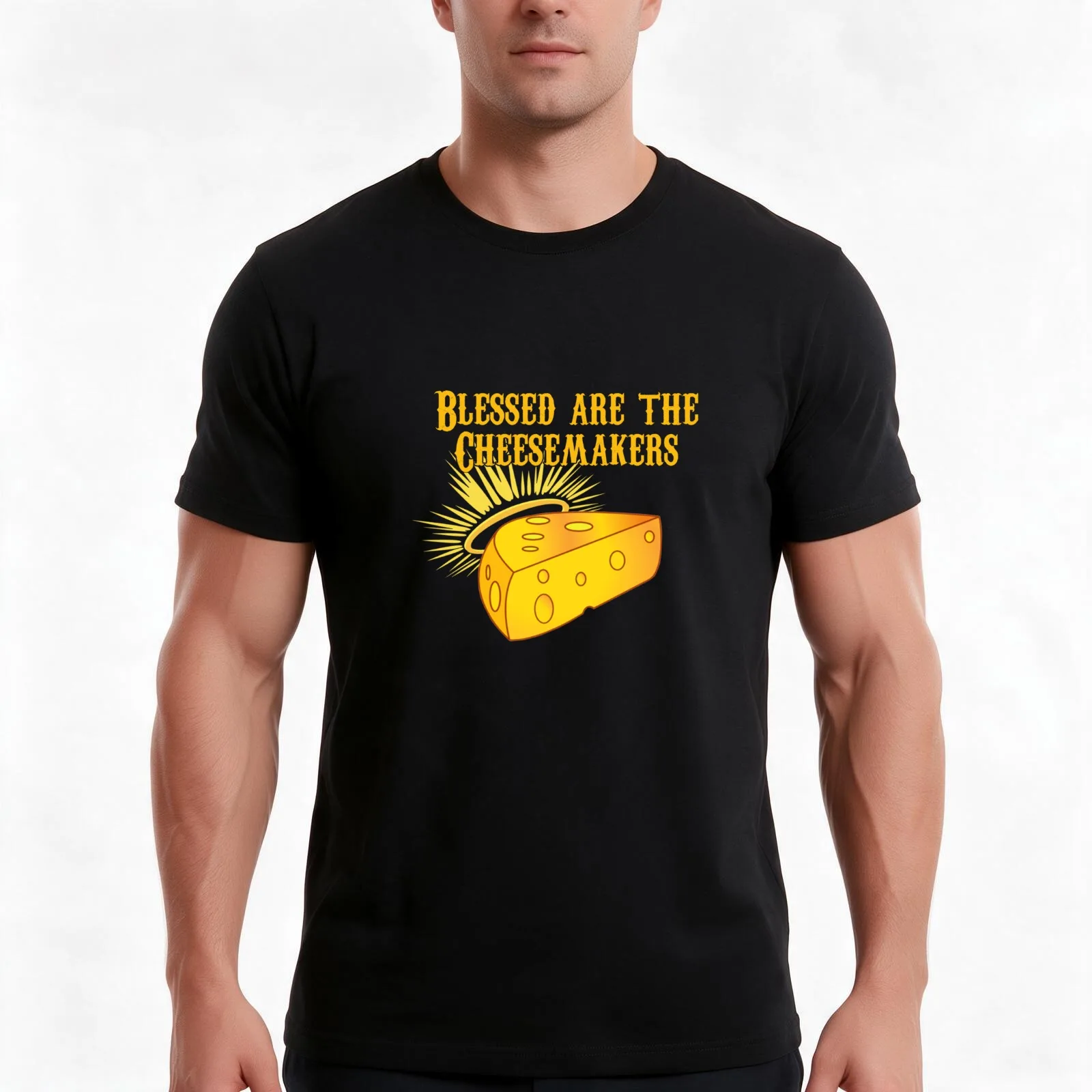 Blessed Are The Cheesemakers T-Shirt, Summer Casual Cotton Tee, Oversized Streetwear Tops, Vintage Graphic Print, 100% Cotton