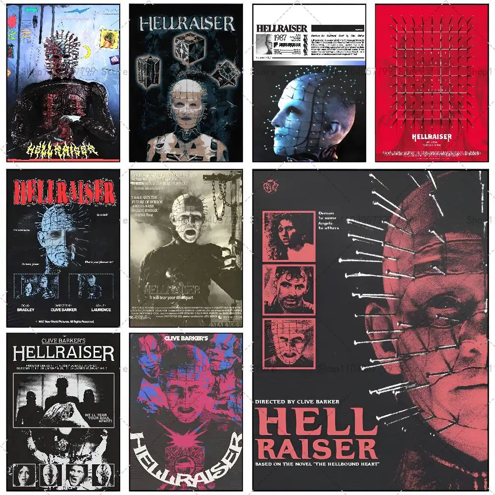 Classic Hellraiser Movie Poster Self-adhesive Wall Mural Art Waterproof Sticker For Bar Room Decor High Quality Print Gift