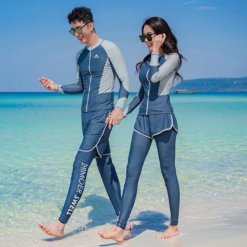

New Couple's Wetsuit Long Sve Surfing Swimwear Dry Fast Beach Beachwear Conservative Design Jellyfi Print Diving Suit