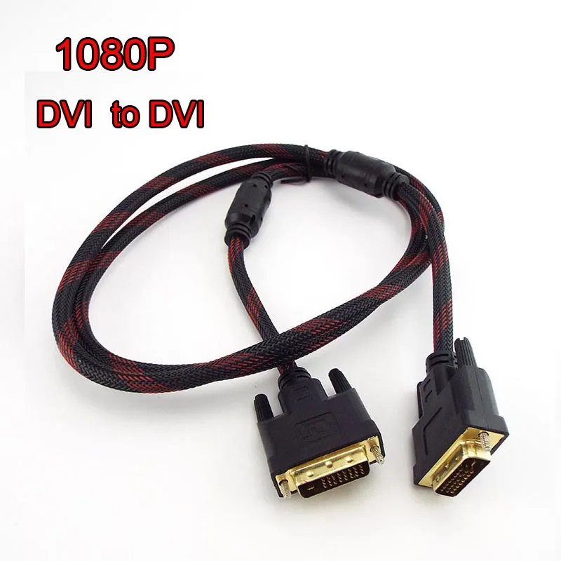 High Speed  1.5m 1080p DVI to DVI 24+1 Plug PHigh Speed Gold Male to Male Cable Projectorcable Computer Signal Connection E4