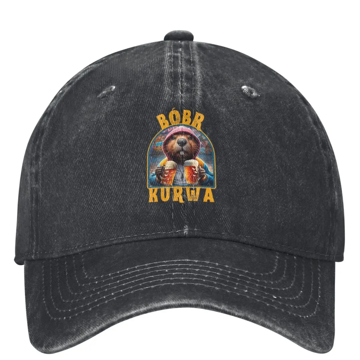 

Cheers Bbr Kurwa Drinking Beer Washed Baseball Cap Cool Casual Hip Hop Hat Spring Men Adult Outdoor Sports Designer Baseball Cap