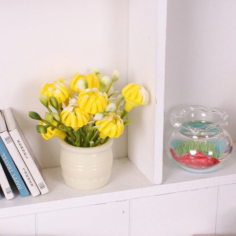 1:12 Puppenhaus Miniatur Topfpflanzen Bunte Blumentopf Möbel Home Modell Dekor Spielzeug Puppenhaus Zubehör