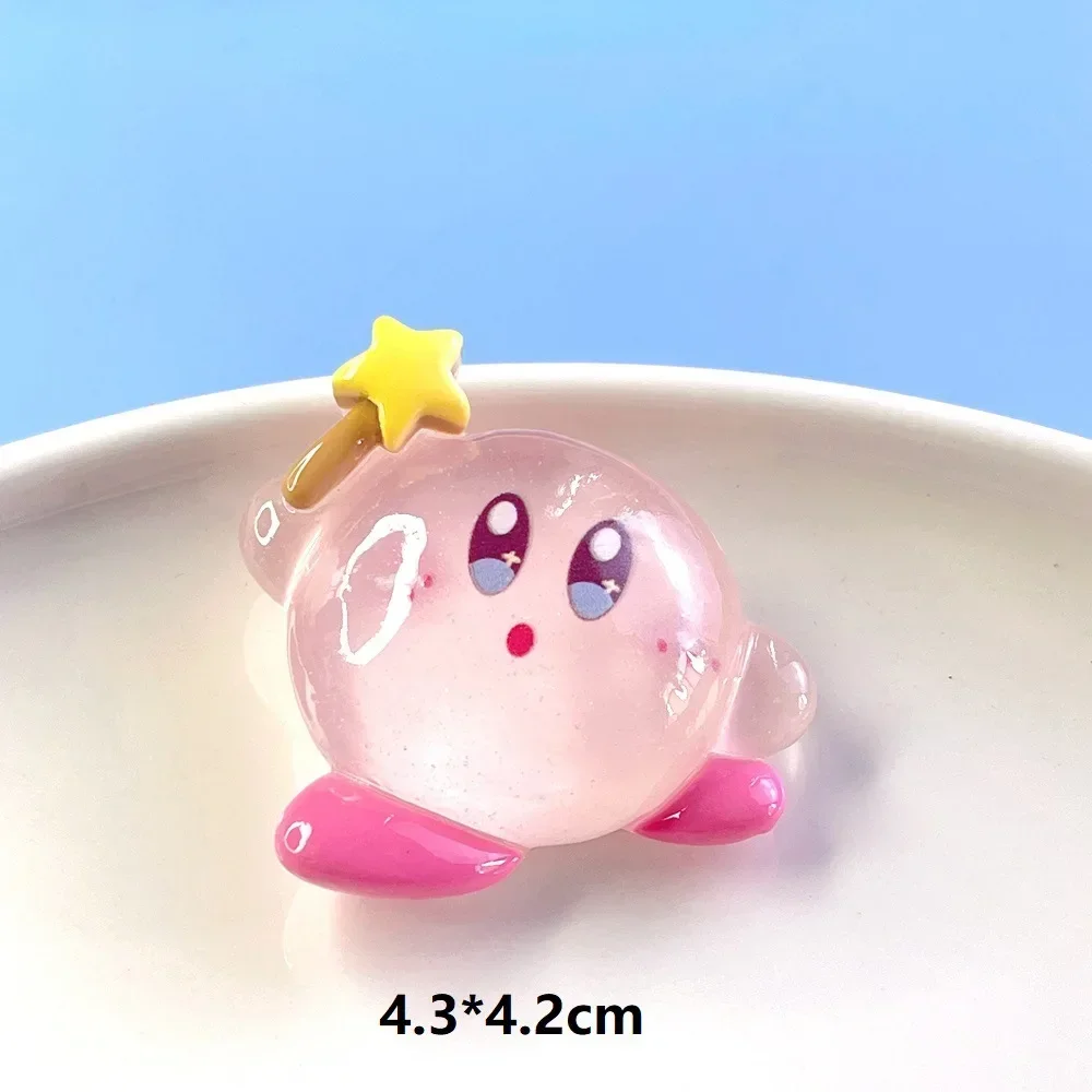 2pcs Medium Size Bandai Kirby Luminous Transparent Poyo Cartoon Figure Miniature Diy Crafts Supplies Resin Flatback Cabochons