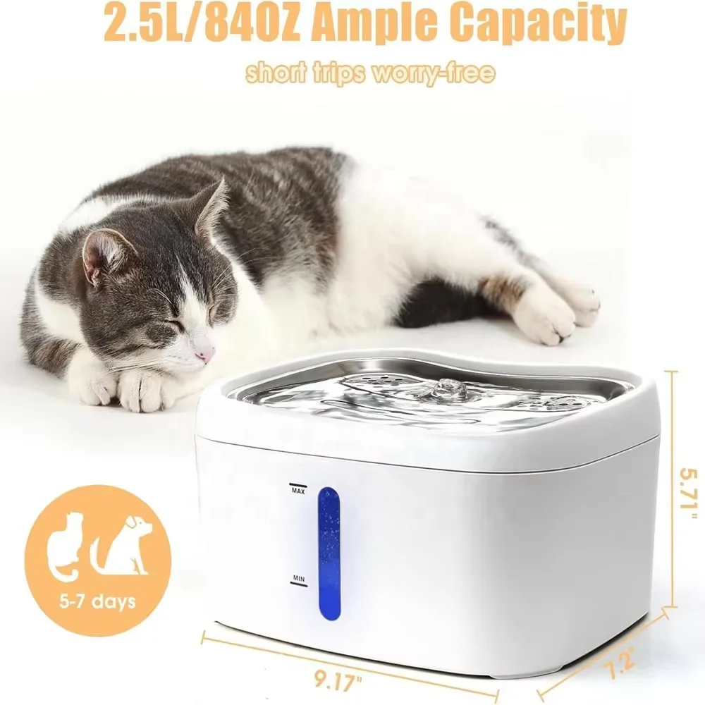 

Tuya Smart Home Indoor Water Dispenser Dogs Cats Automatic House Use Stainless Steel Electric Pet Fountain with Filter