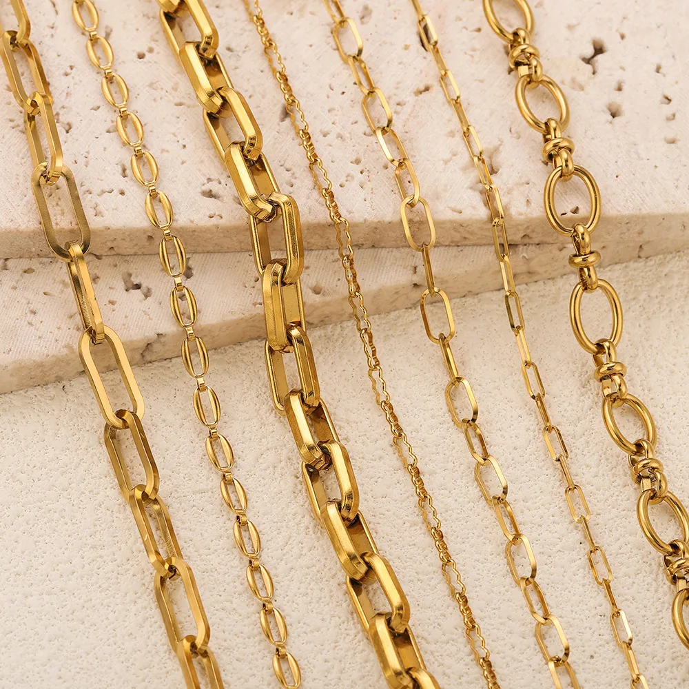 1 Meter Stainless Steel Chains for DIY Jewelry Making Gold-Plated PVD Rectangular Link Rolo Chunky Bracelets Necklaces Wholesale view 5