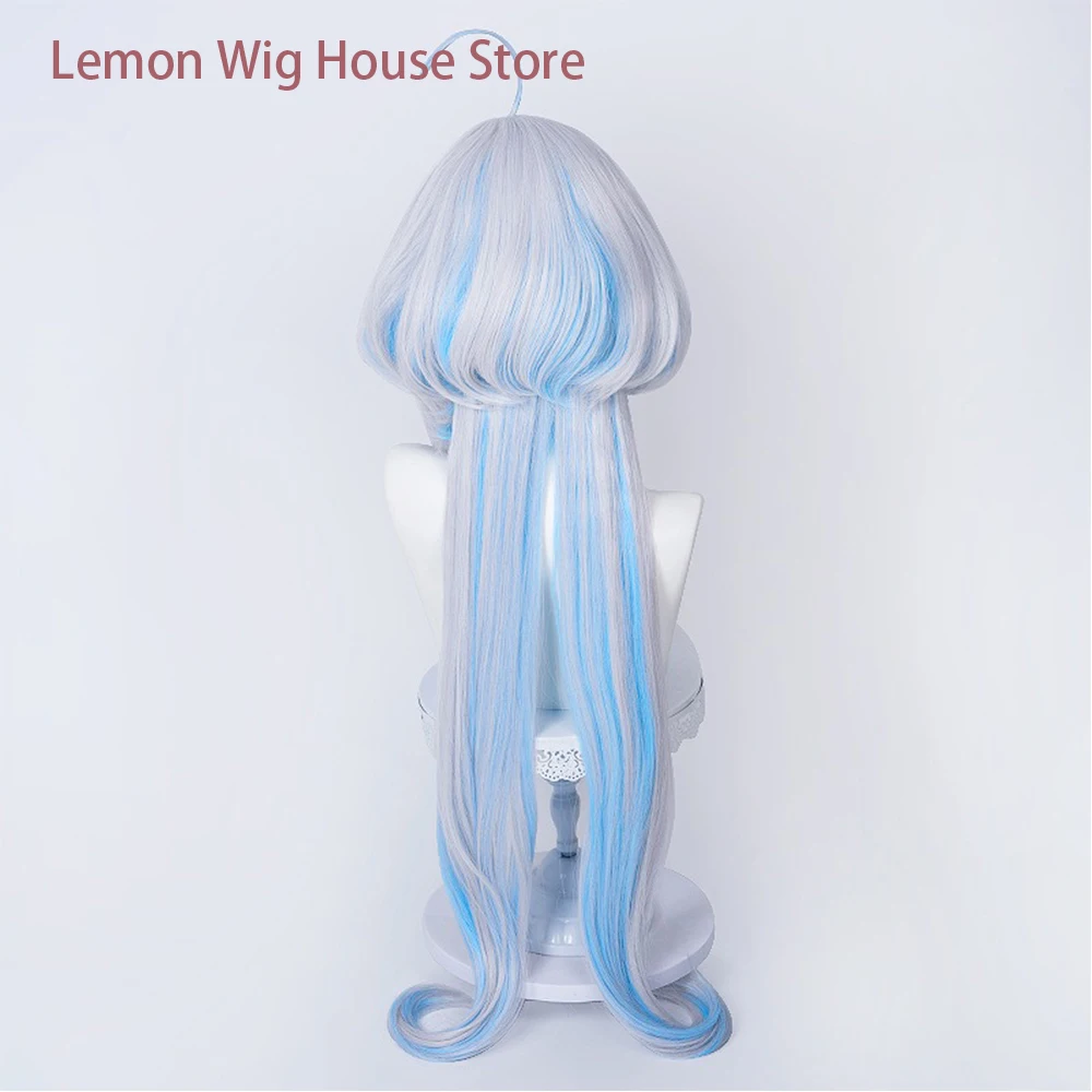 Picture 5: Focalors Cosplay Wig Furina Wig Adult Unisex Anime Wigs Halloween Props Xmas Gift  Long Straight Synthetic Wig Heat Resistant