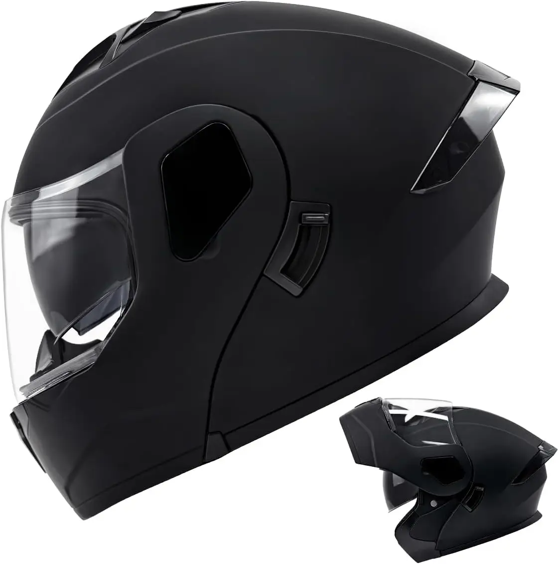 

Matte Black Motorcycle Dual Visor Flip Up Modualr Full Face Helmet Adult Men Women ATV Street Dirt Bike Racing Motocross Casco D
