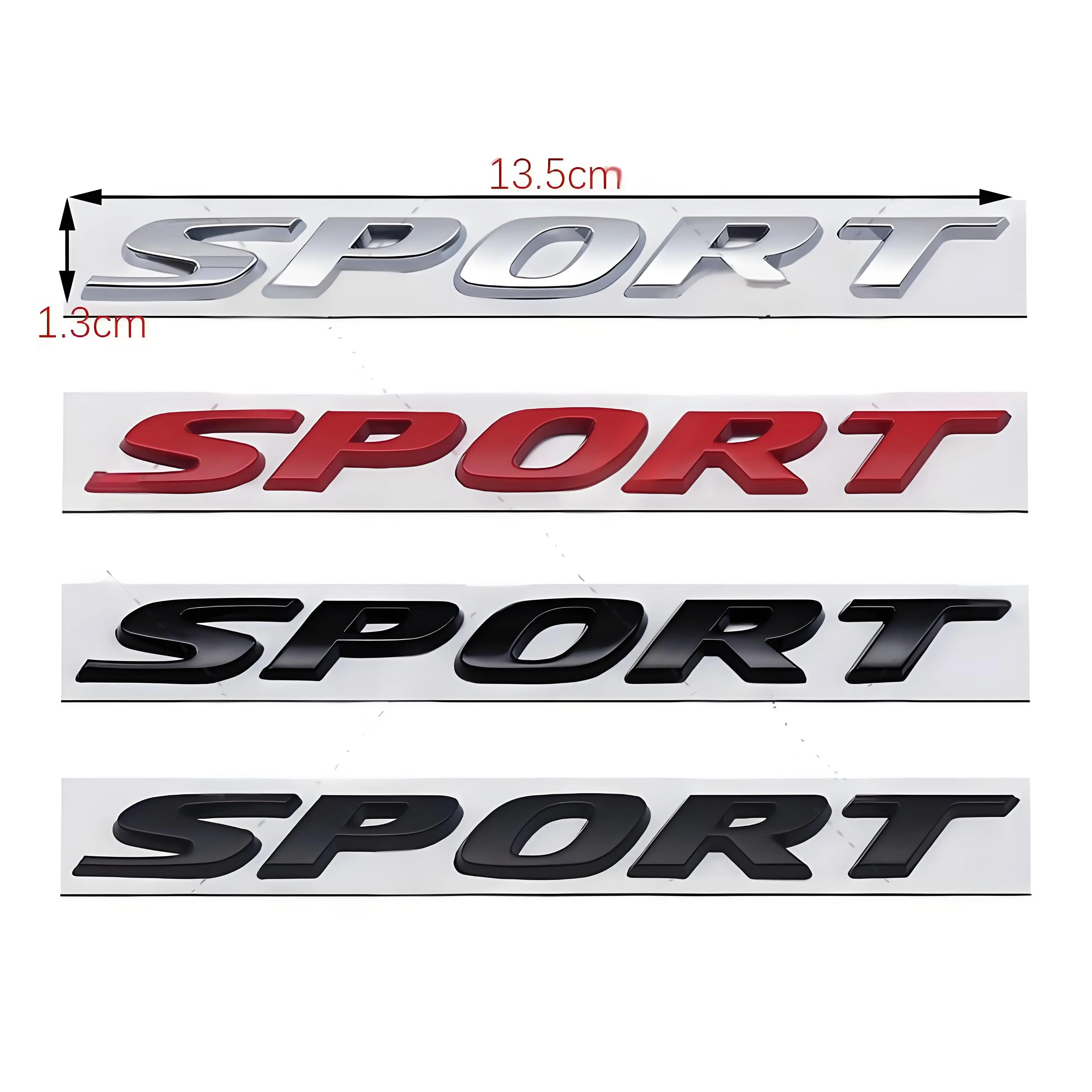 3D Metal Car SPORT Letter Emblem Badge Logo Sticker Rear Trunk Fender Side Decal Universal Auto Exterior Decoration Accessories