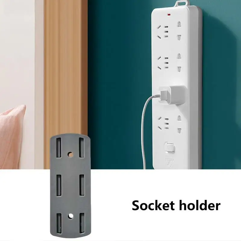 Power Strip Holder Self-Adhesive Punch Free Bracket Stand Wall-Mounted Plug Fixer Sticker Desktop Mountable Plug-in Socket Fixer