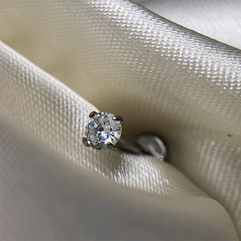 ASTM F136 titanio 2/2, 5/3/4mm CZ pendiente trasero de pata 16G cartílago Tragus hélice nariz Labret Stud joyería Piercing