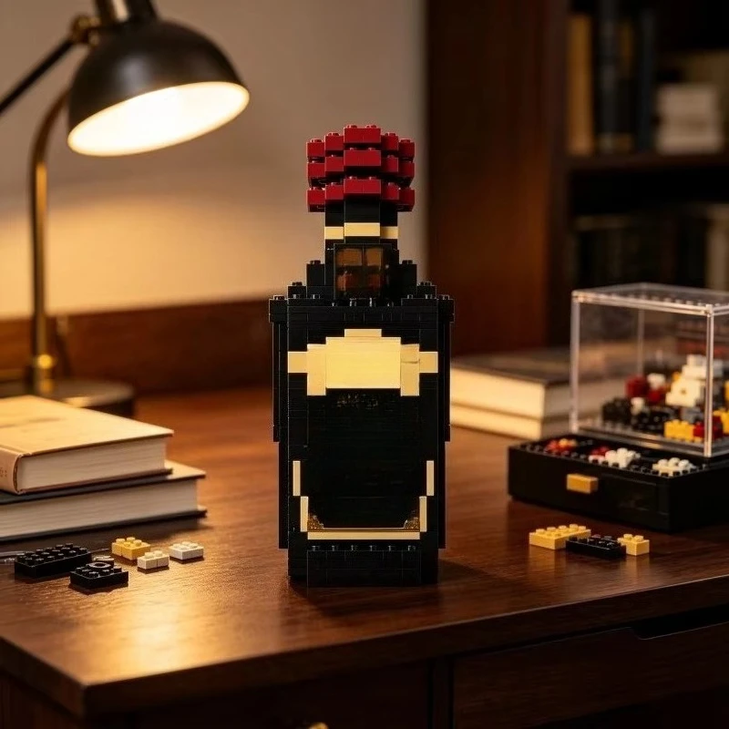MOC-Simulation Wine Bottle Building Block Set - Wine Bottle Decoration, Creative Architecture Toys & Ideal Gift for Home Display