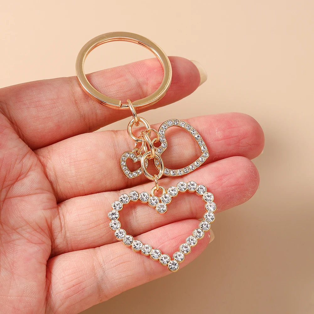 Aihua Fashion Herzförmiger Schlüsselanhänger für Frauen und Mädchen, Kristallherz-Schlüsselring, Handtaschenanhänger, DIY Handgemachter Schlüsselanhänger, Geschenke – Detail 3