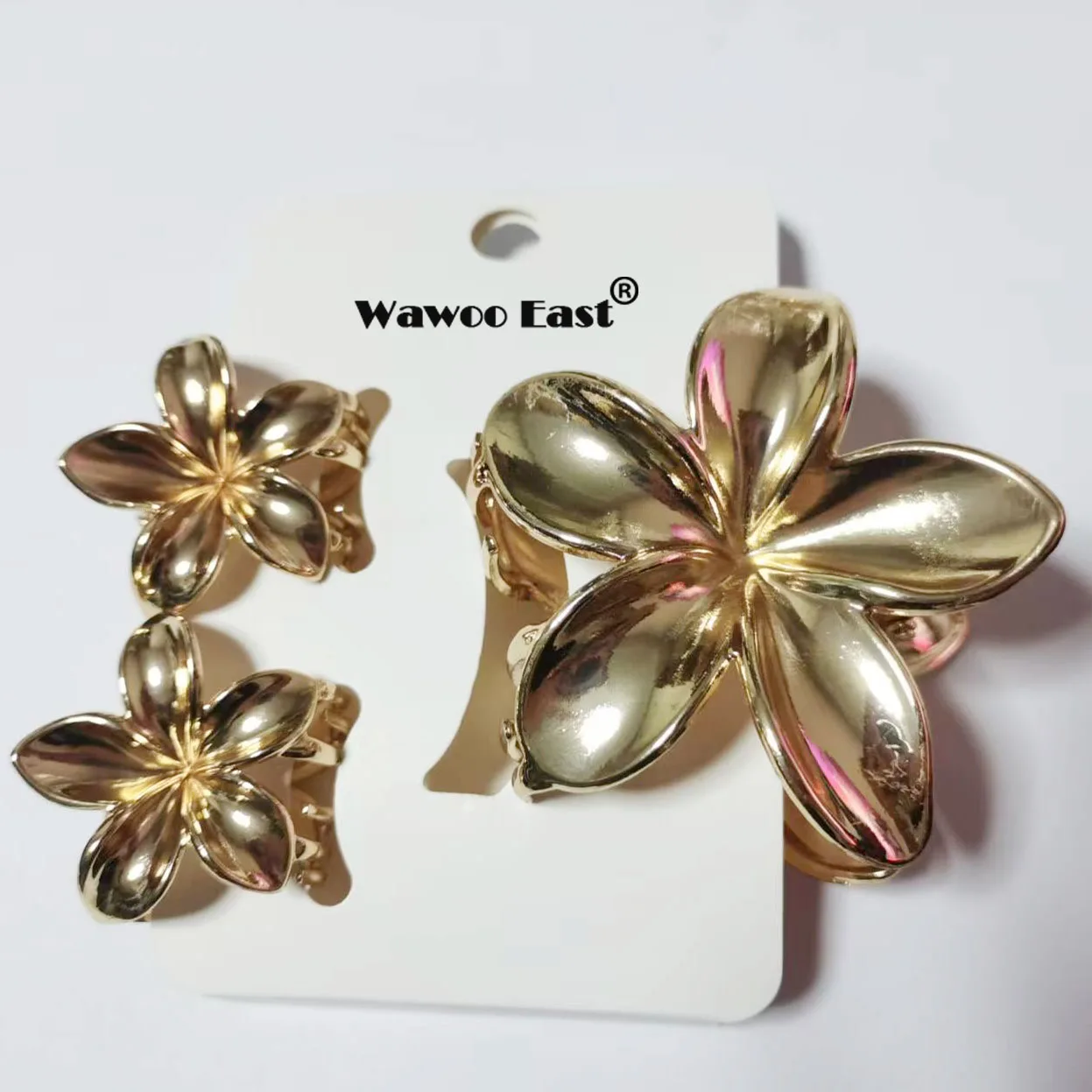 3PCS/SET Golden Alloy Flower Hair Claw for Women 8CM*1+4CM*3 Cute Hair Clips Beach Vocation Hot Popular hair Accesory Female