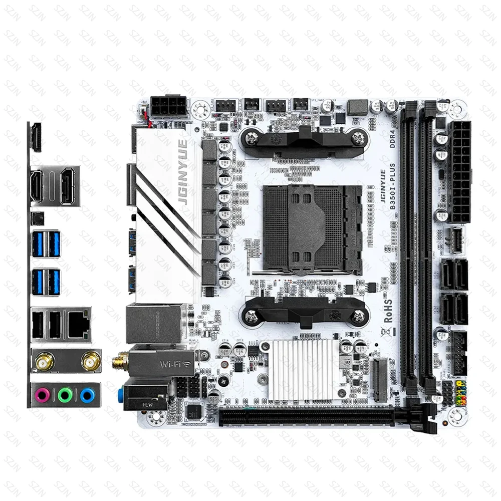 JGINYUE AM4 ITX Motherboard Set B350 Chip Ryzen 3-5-7 DDR4 Dual Channel Memory Max 32GB 2.5G Lan Support 2 M.2 XMP Motherboard