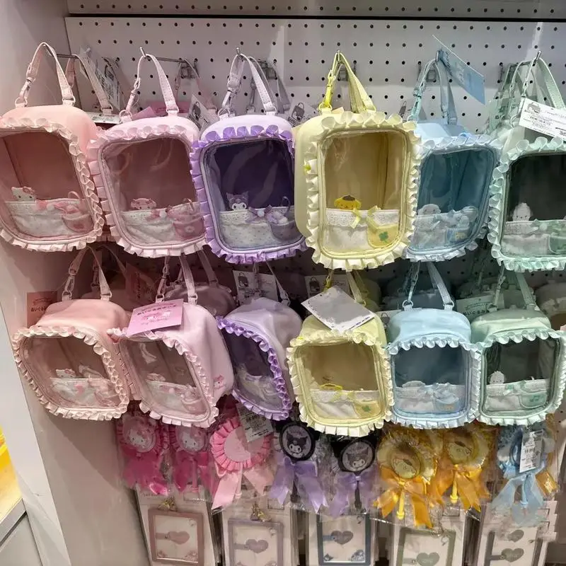 

New Sanrio Hello Kittys Kuromi My Melody Pain Bag Cute Cartoon Anime Doll Display Pvc Transparent Handheld Storage Bag Girl Gift