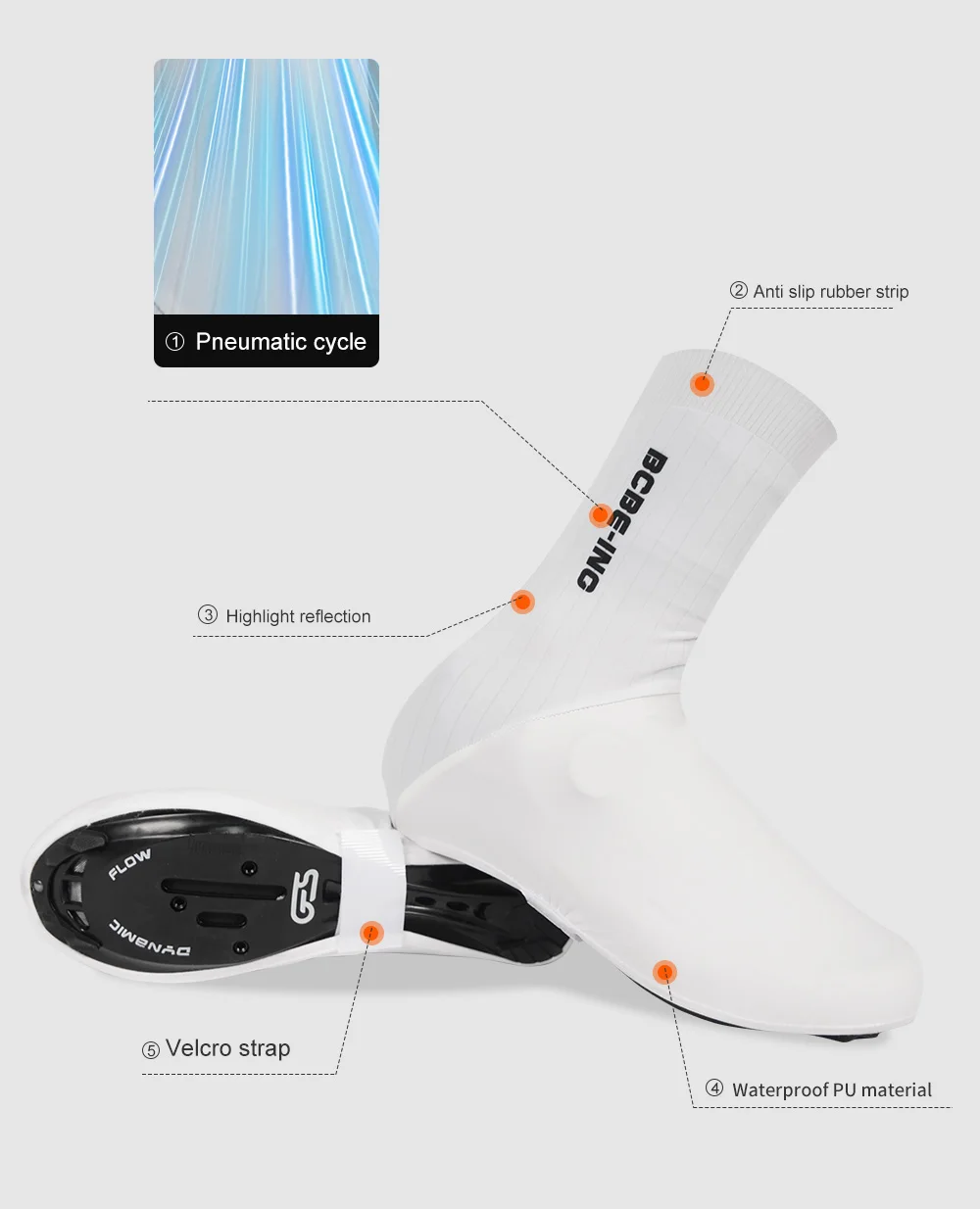 BCBE-ING AERO Radschuh-Überzug Winddichter Aero-Fahrradschuh-Überzug Rutschfester Wasserdichter Aero-Überschuh Fahrrad-Zubehör – Detail 6
