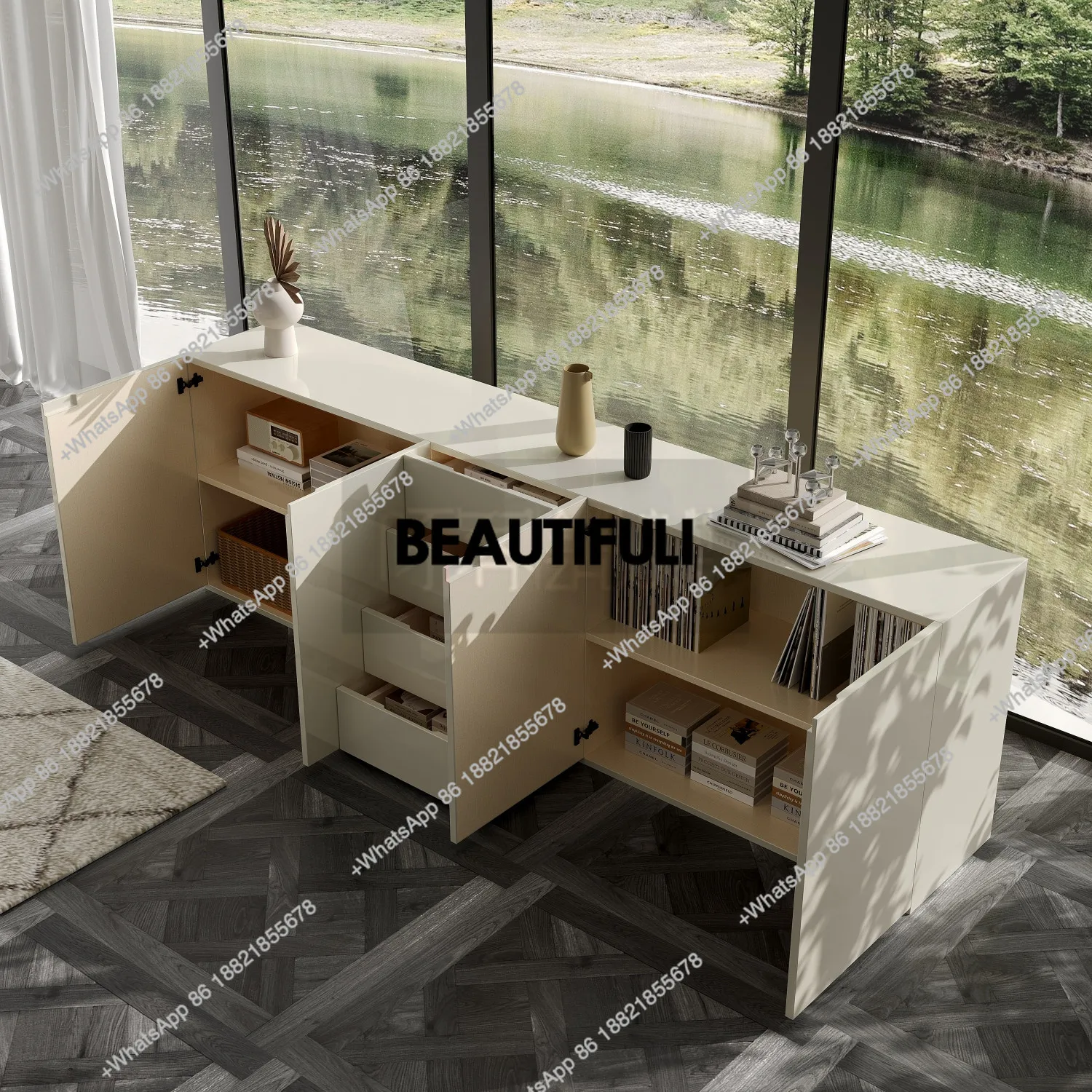 

Minimalist living room, paint, dining side cabinet, solid wood entrance, sofa by cabinet, chest cabinet, storage storage cabinet