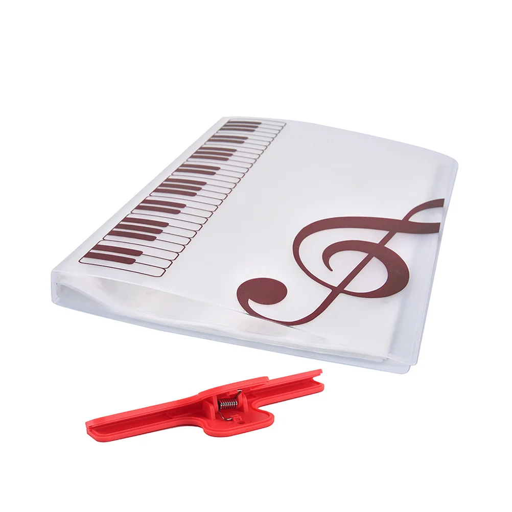

40 Sheets Watermelon Red Clamp Music Folder A4 and Smaller Waterproof Anti-Glare File Storage for Music Sheet Office School