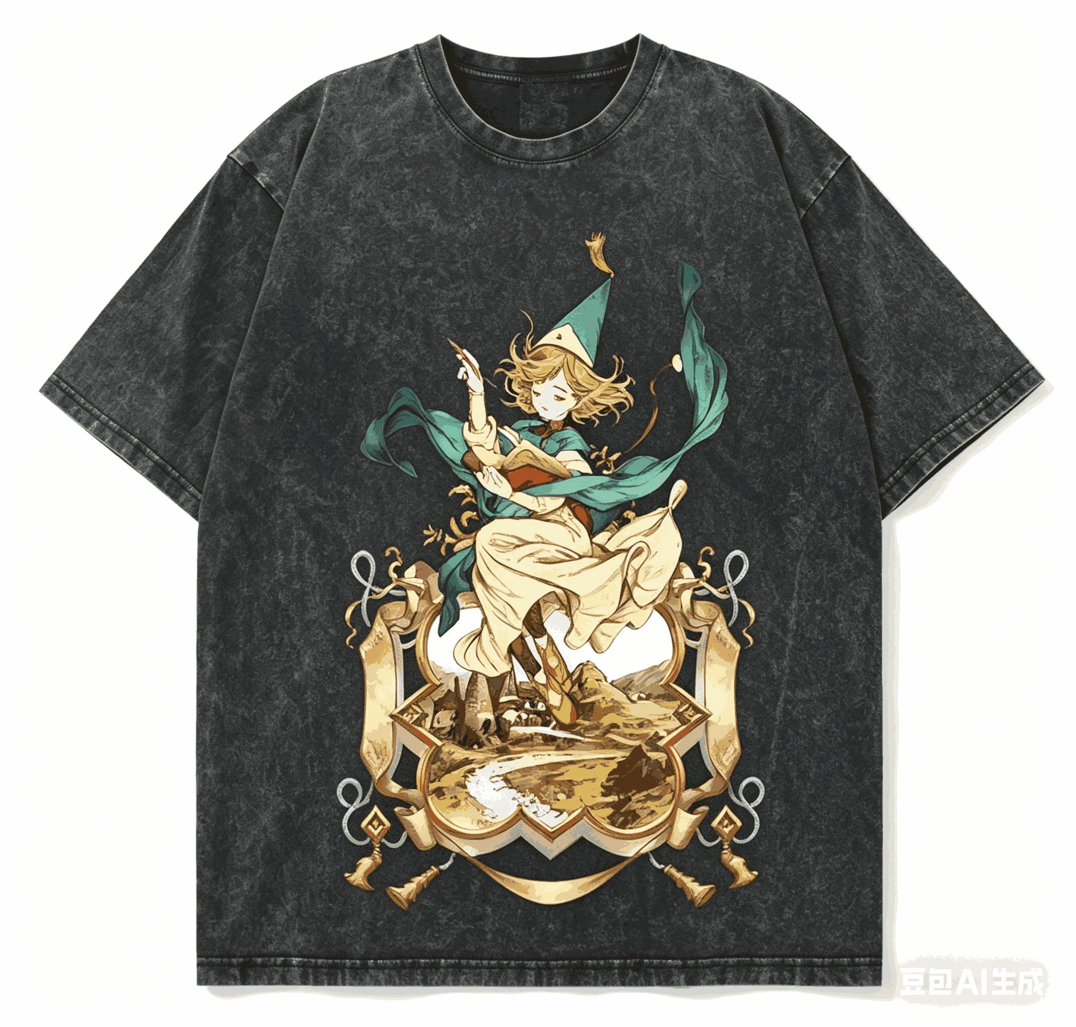 Witch Hat Atelier Washed T-shirt 2026 New Model personality Clothes shirt Year round clothing Retro Fashion Vintage Loose gift