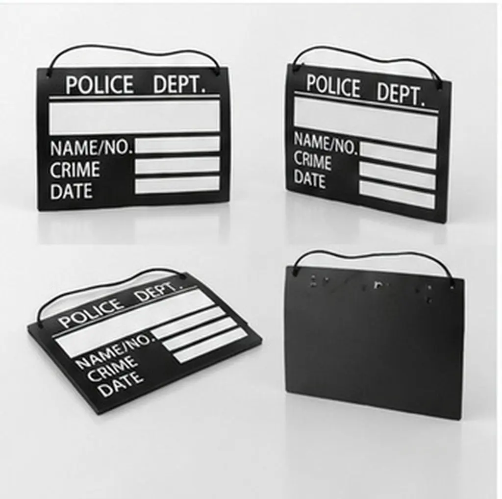 4Pcs Convict Costume Accessories Jail Number Plates Prison Theme Party Name Tags Halloween Role Play Photo Prop