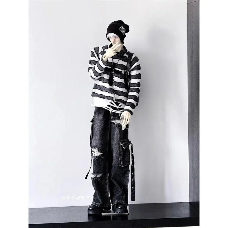 Pantaloni per Bambole BJD, Giocattoli per Ragazzi e Ragazze ID75, Jeans Strappati, Pantaloni Larghi Neri per Danza Quotidiana, Accessori per Bambole