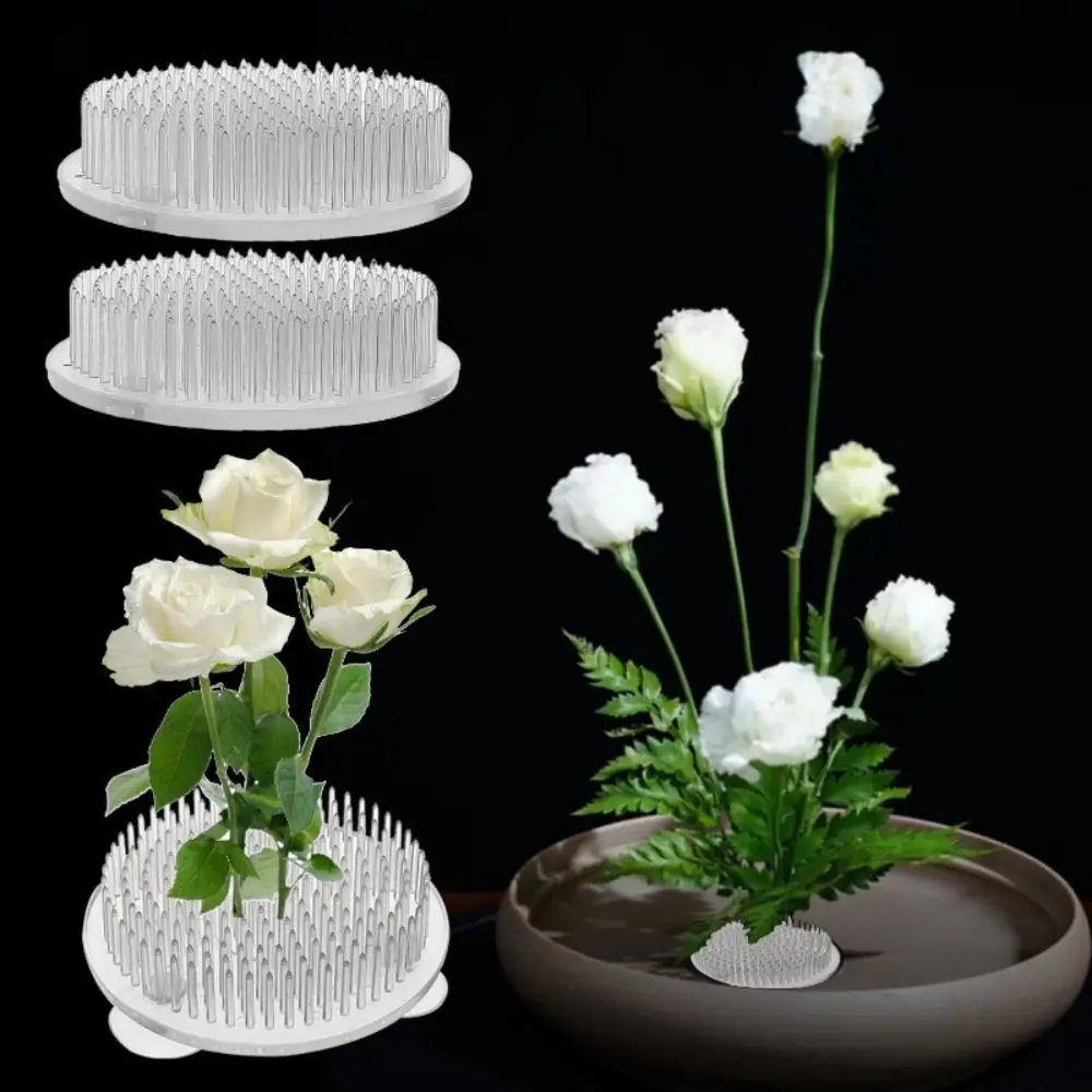 1/3Pcs Transparent Ikebana Stem Holder Circular DIY Arrangement Base Waterproof Flower Fixing Bracket for Vases Floral Design