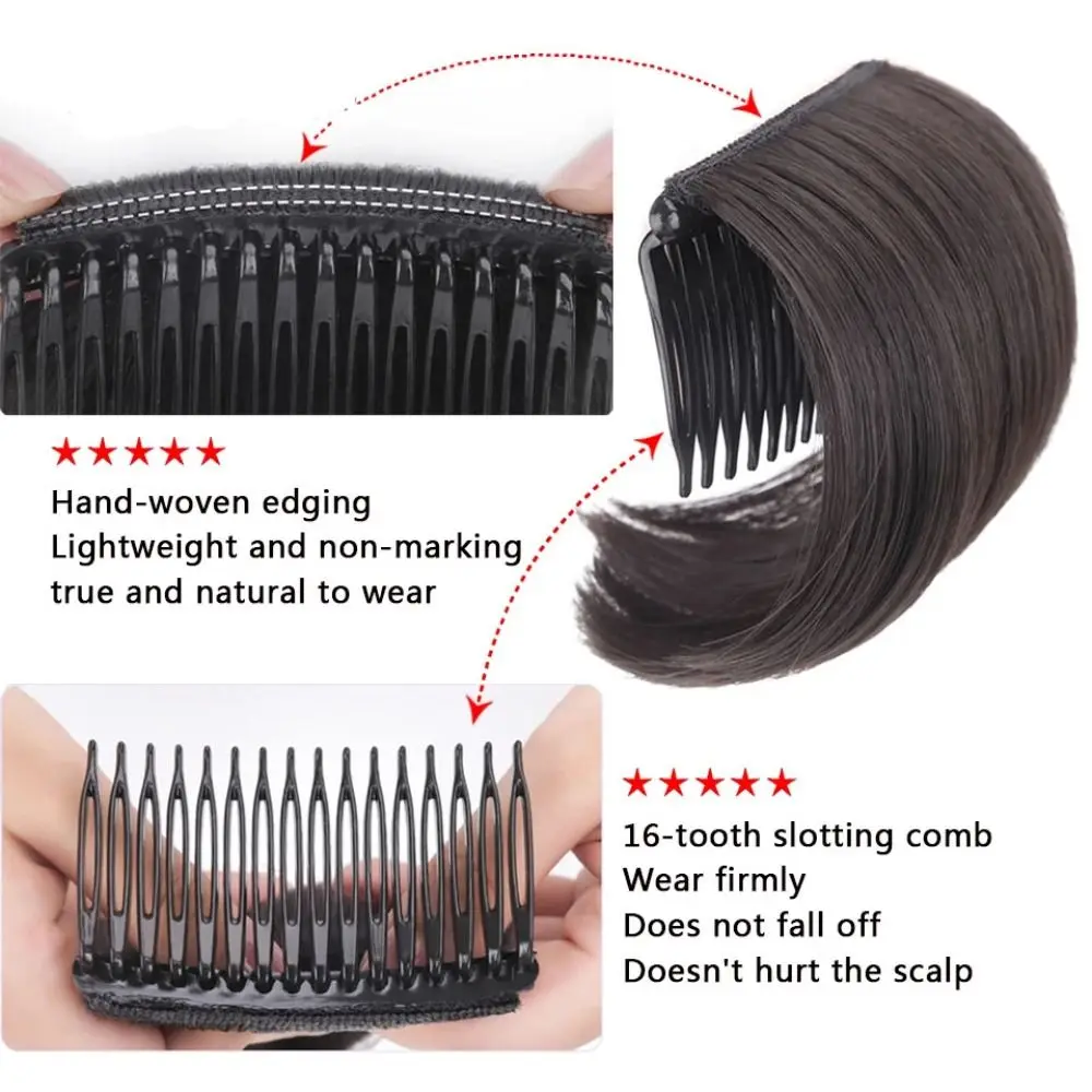 New Natural Synthetic Hair High Straight Hair Women High Cranial Top Wig Hair Extension Up Comb False Hair Invisible Bangs Pad