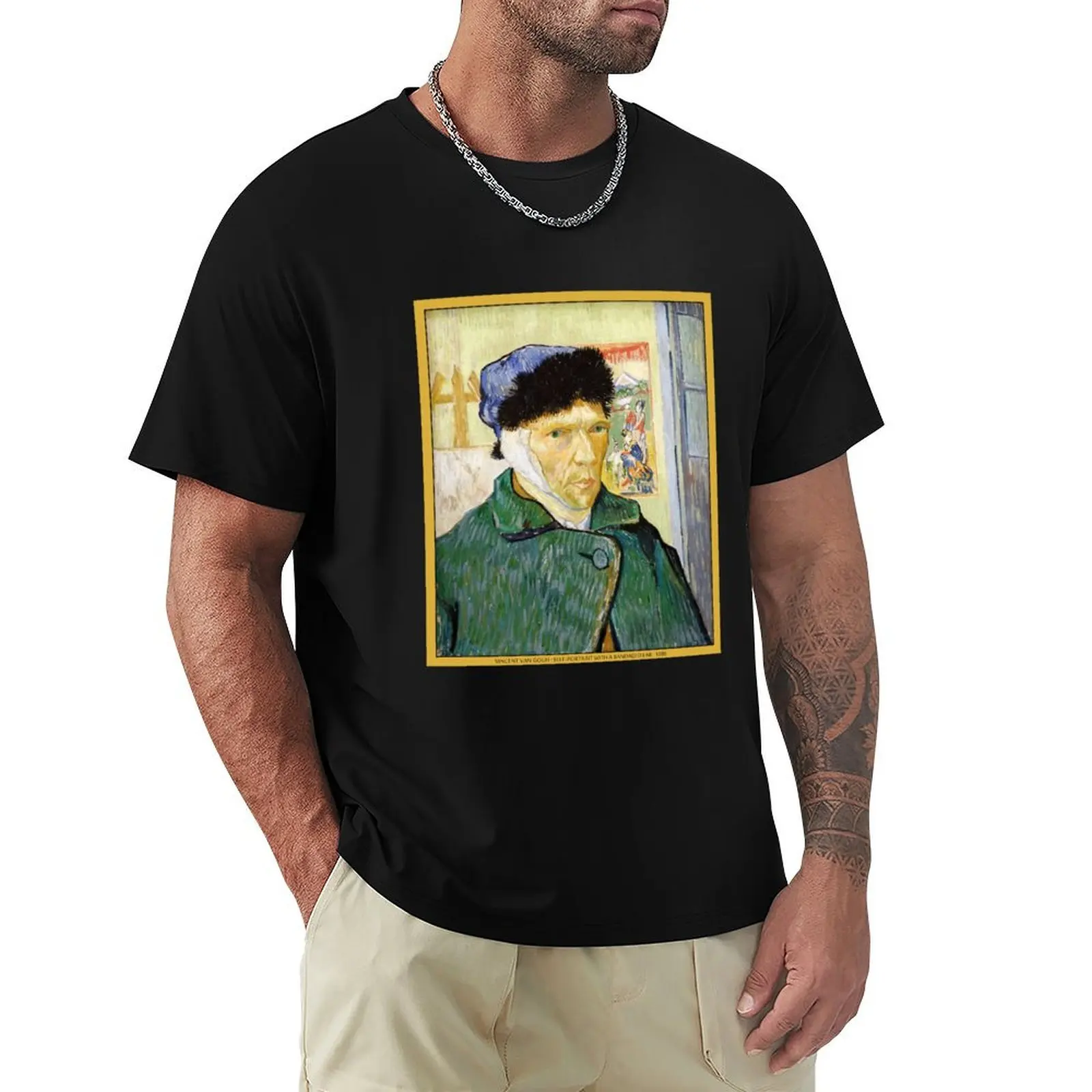 Self-Portrait with a Bandaged Ear (1889) By Van Gogh T-Shirt Trendy Print Short Sleeve T-Shirt