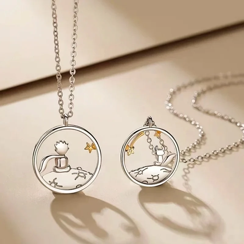 Fashion Cute Prince Little Fox Pendant Necklaces Choker Couple Necklaces Pendants Women Jewelry Accessories Valentine's Day Gift