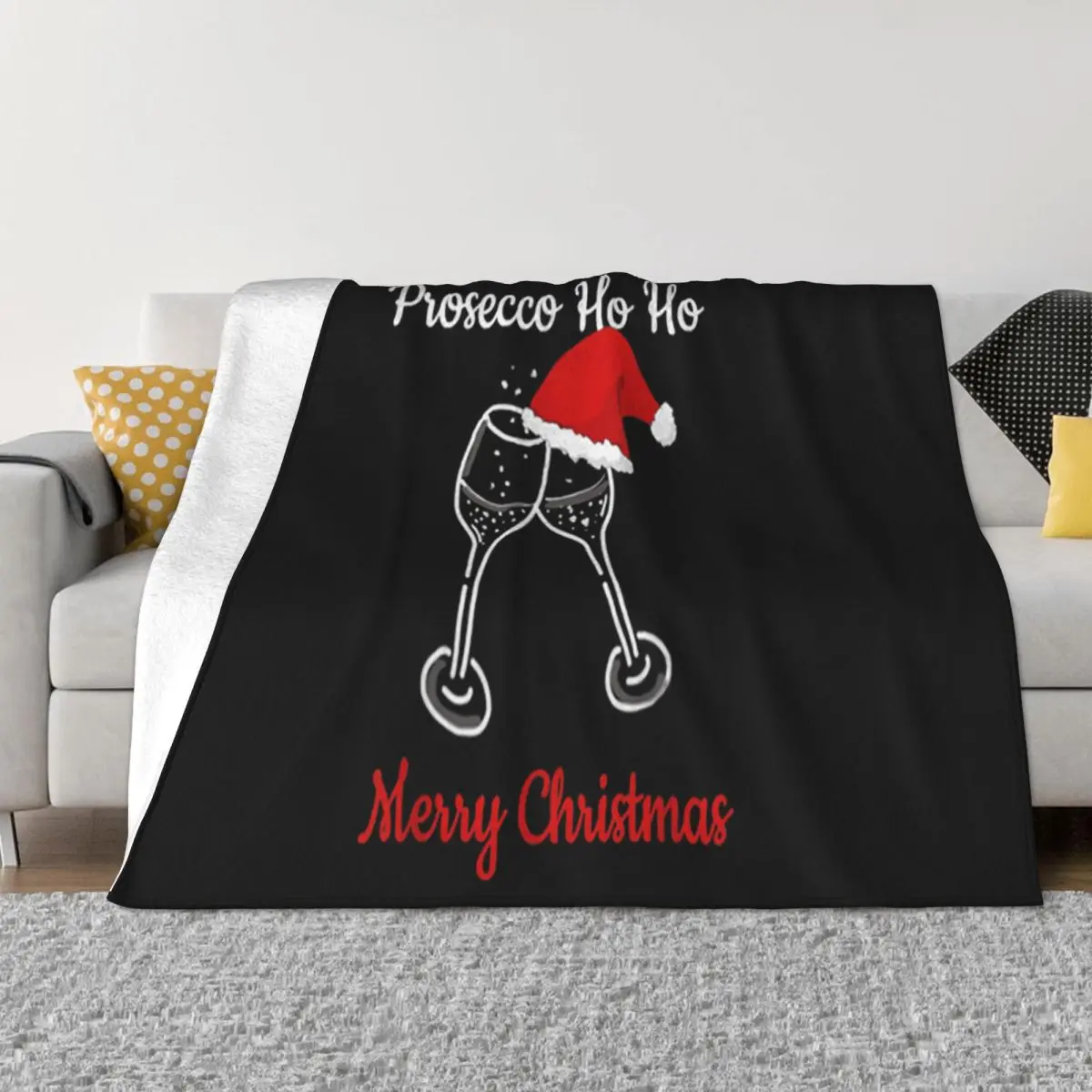 Official Prosecco Ho Ho Christmas Party Champagne Brand Adult Western Style Hip-Hop Any Logo Throw Blanket