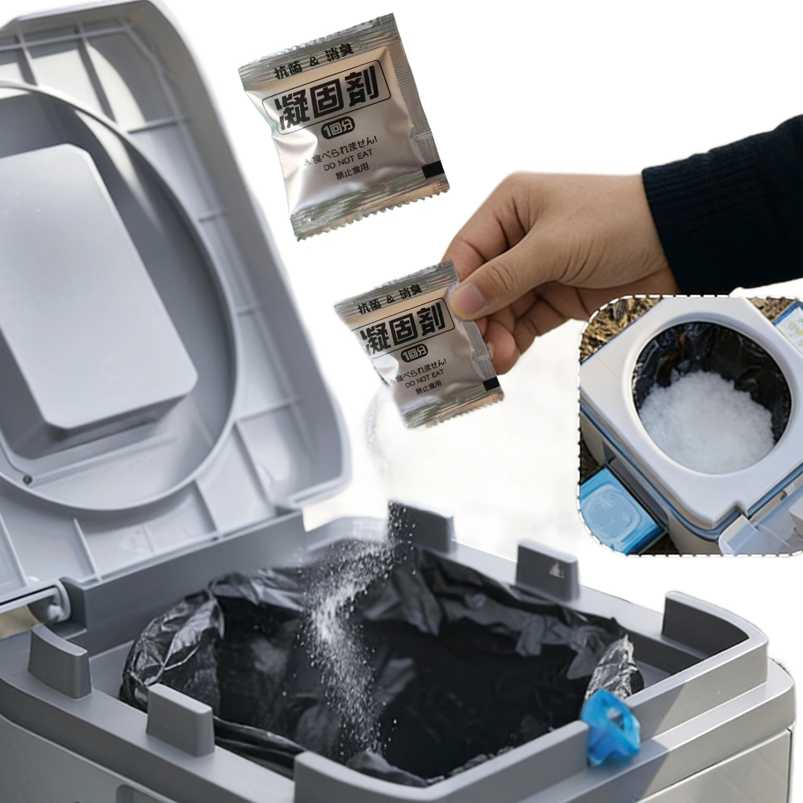 12-48pcs Portable Toilet Liquid Solidifier Spill-Proof Waste Gelling Deodorizing Powder for Outdoor Disaster Preparedness RV