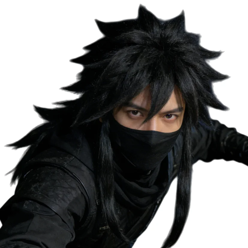 

Natural Black Short Straight Hair Giyuu Tomioka Wig Cosplay Anime Costume with Wig Cap