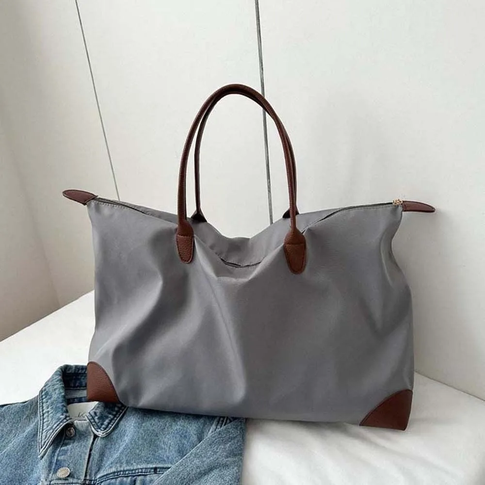 

Solid Color Oxford Tote Bag Waterproof Korean Style Nylon Shoulder Bag Leather Handbag Dumpling Bag Simple Underarm Bag