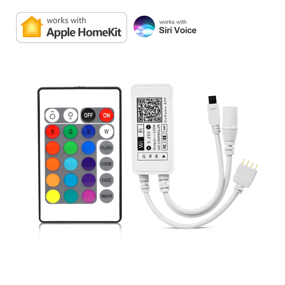 DC 12V WIFI RGB LED Strip Light Controller Apple Homekit Siri Voice / Tuya Smart Life Smart Control Work with Alexa ,Google Home