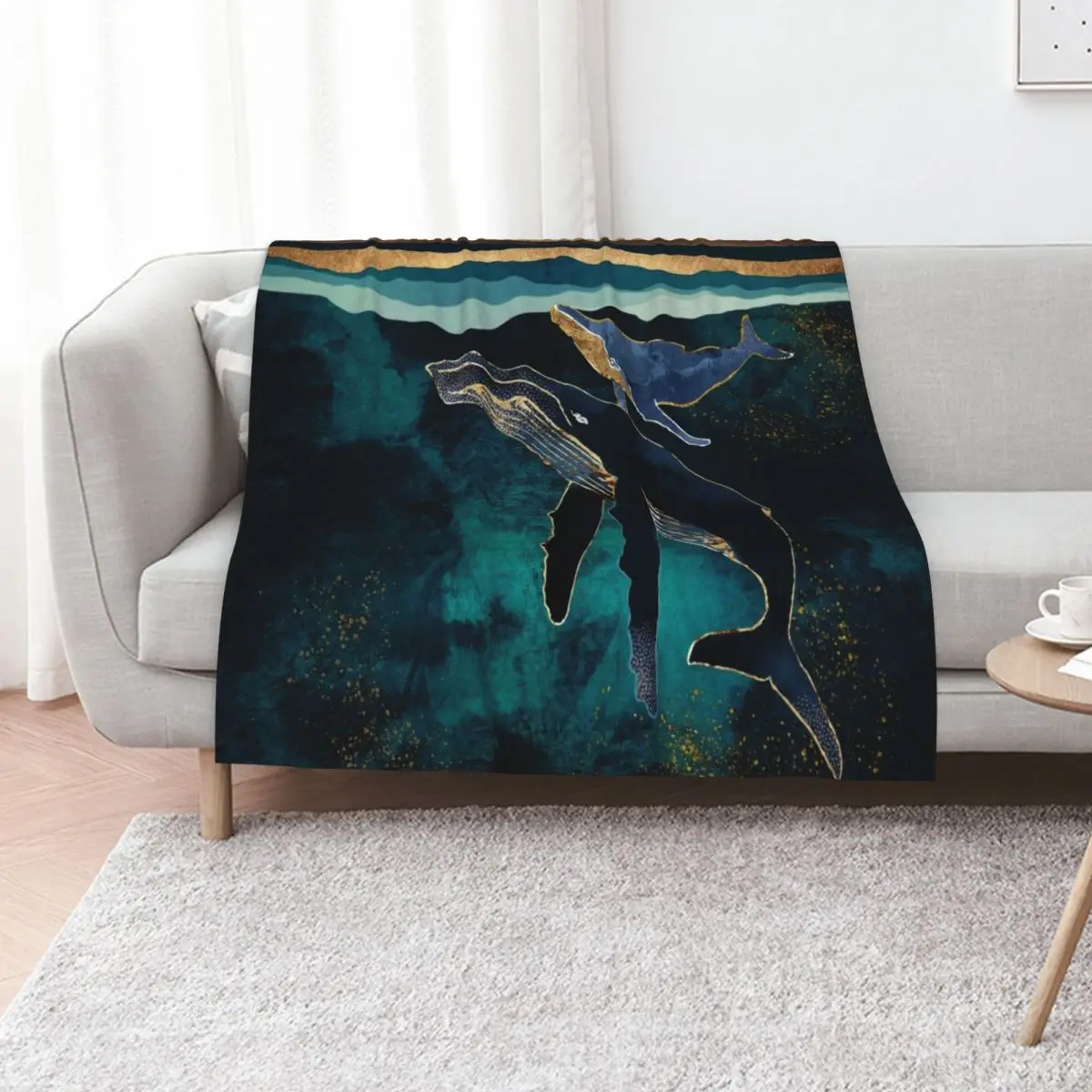 

Moonlit Whales Throw Blanket Polar Soft Multi-Purpose Plaid Blankets