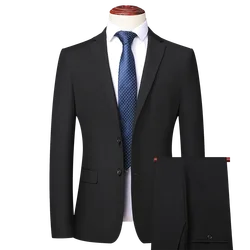 suit 8XL (Blazer + Trousers) Men Korean Version of The Youth Elegant Fashion Simple Casual Gentleman Best Man Suit 2 Piece Suit