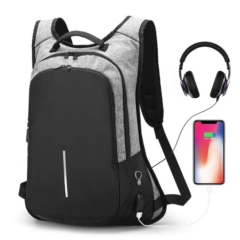 

Men Fashion Backpacks For Teenager Students USB Chargeable Password Lock Anti-theft Computer School Bag 8328