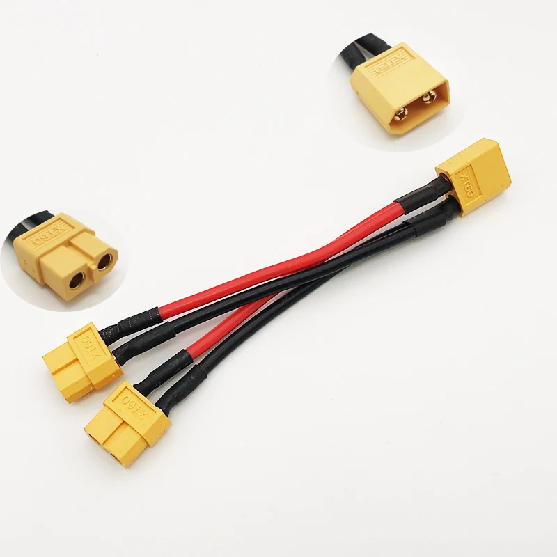 XT60 Parallel Battery Connector Male/Female Cable Dual Extension Y Splitter 14AWG Silicone Wire for RC Drone Motor Part