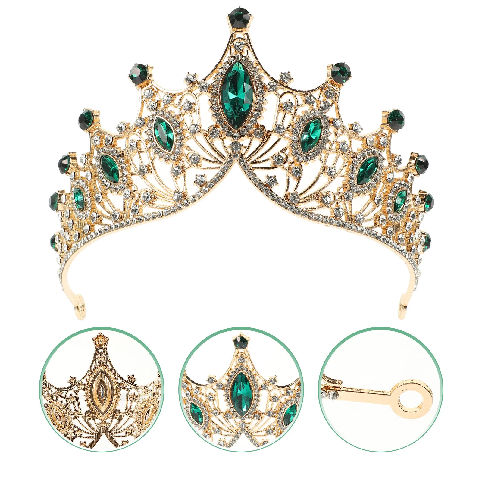 

Delicate Bride Crown Rhinestone Inlaid Wedding Tiara Bridal Headdress Headwear Party Banquet Stage Performance Accessory
