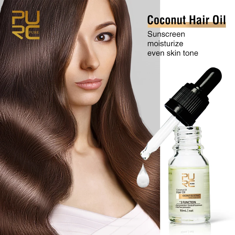 PURC Coconut Oil Hair Oil Repair Frizzy Treatment Soft Sun Protection for Hair Care & Face Body Skincare Product 10ml