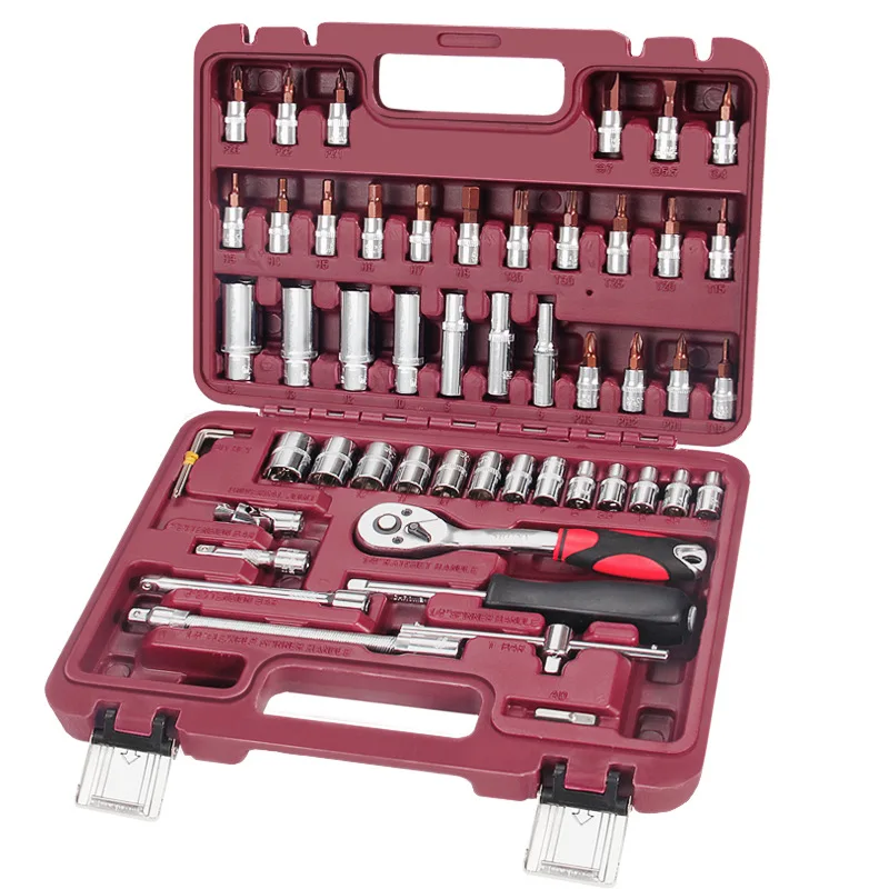 

53PC piece set, steam machine repair set, combination tool, ratchet, batch, wrench, screwdriver.