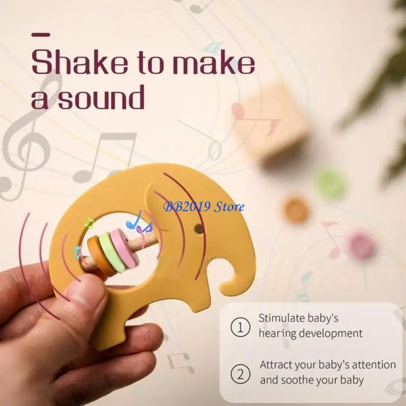 Q0kb per bambini silicone teether elefante tintinnio bambino che apprende giocattolo per dentizione per neonati 3-36 m per