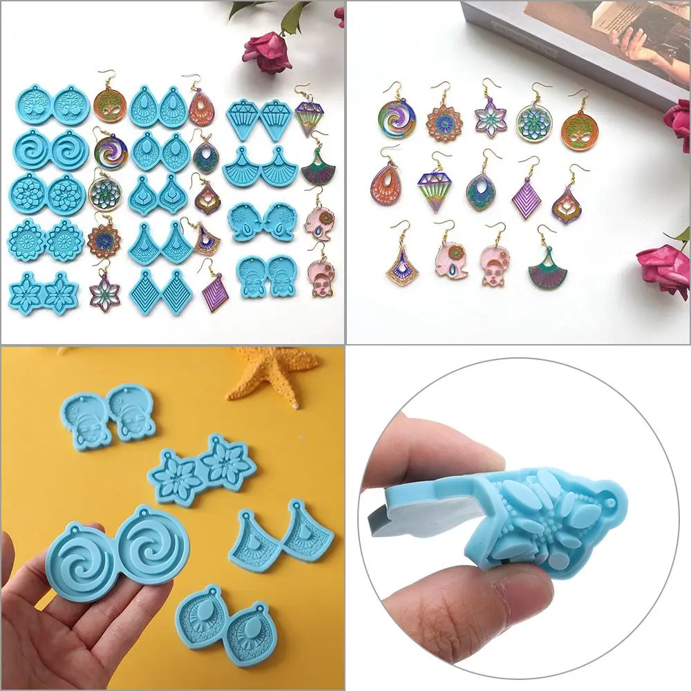 قالب صب المجوهرات الحرف قالب راتنجات الايبوكسي أقراط قالب الأذن ترصيع المفاتيح