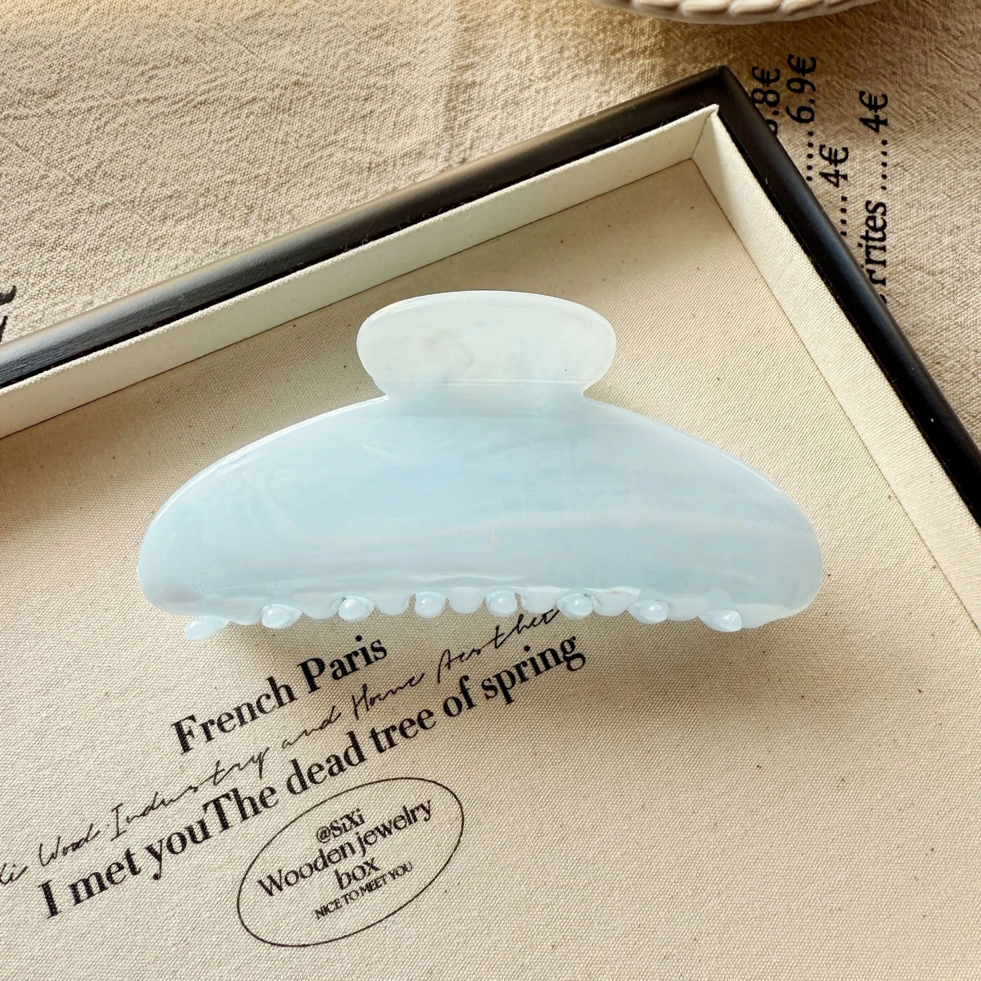 BYL 新氷透明大理石パターン髪の爪半円形クリップハイグレードフロー大型サメクリップヘアアクセサリー女性のための