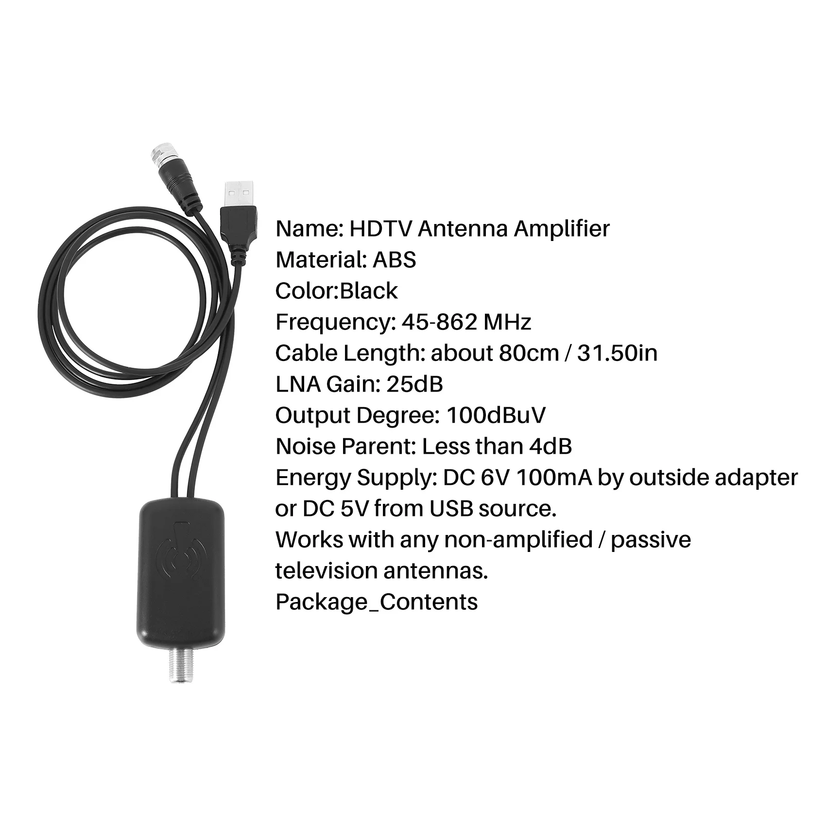 Langlebiger HDTV-Antennenverstärker, Signalverstärker, TV-HDTV-Antenne mit USB-Netzteil-Kits