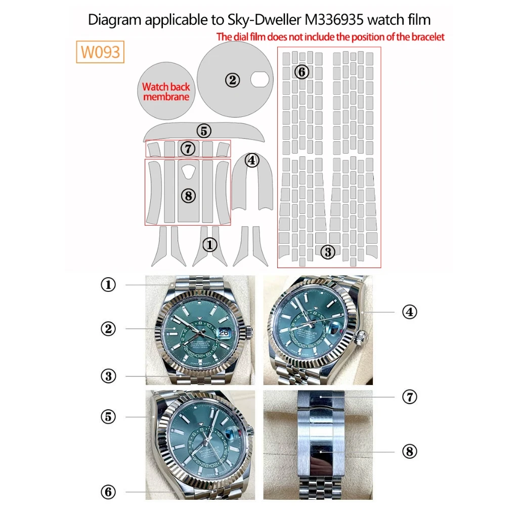 Watch Film for Sky-Dweller M336935 (42mm) Jubilee Bracelet Full Set Self-healing Anti-scratch Waterproof Protective Film