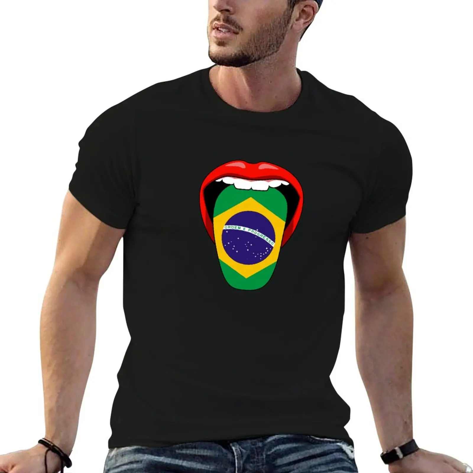 

Brazil brazilian flag tongue Pride T Shirt T-Shirt clothes new edition t shirt men