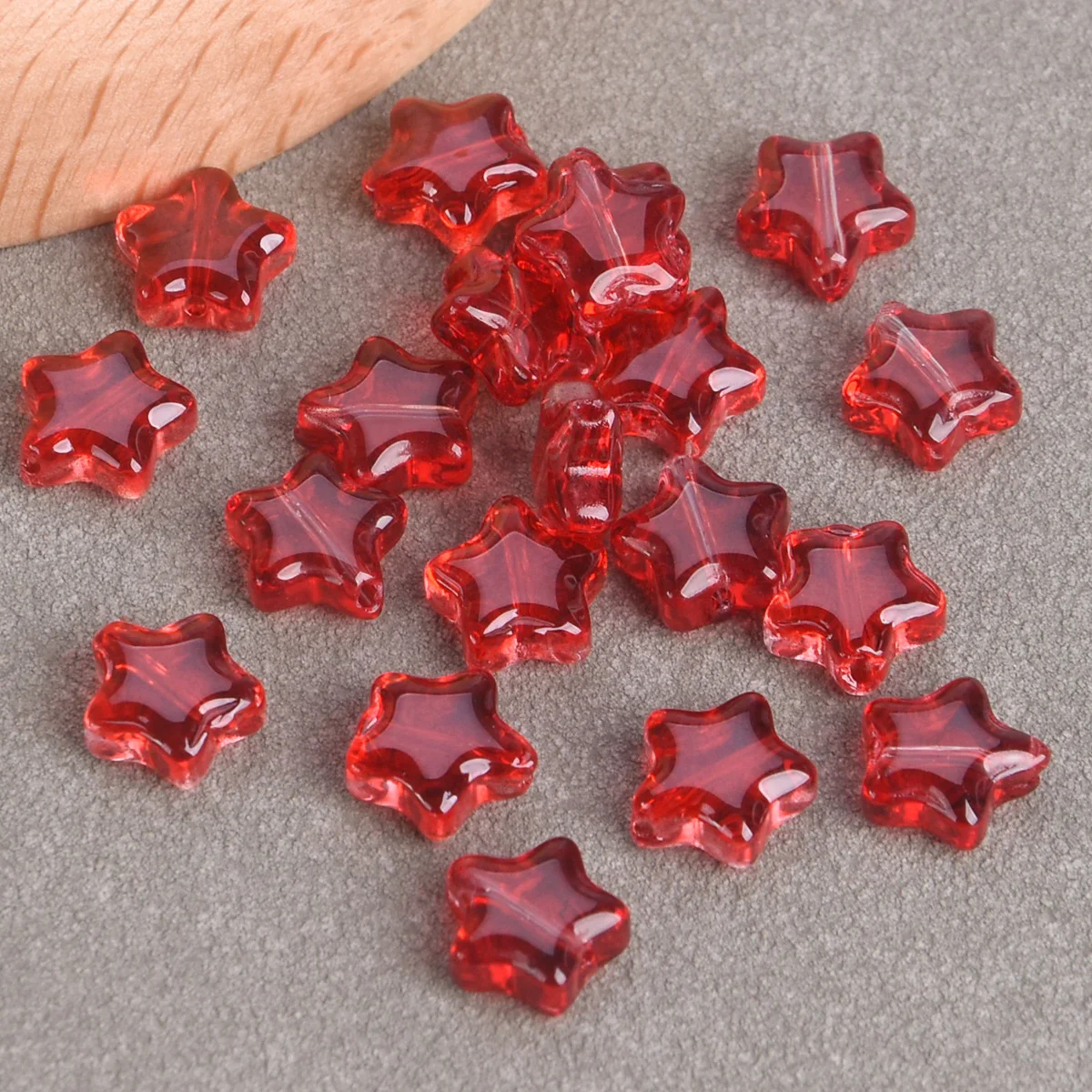 20PCS Small Star Shape 8mm Loose Glass Beads For Jewelry Making DIY Crafts Findings