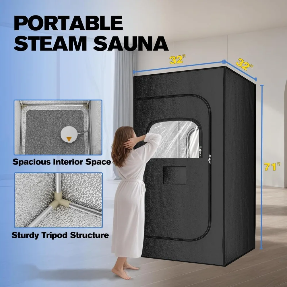 Caixa de sauna portátil, aquecedor de sauna pessoal com cobertura de vapor, vaporizador, barraca de sauna dobrável interna, sauna seca spa de corpo inteiro, saunas