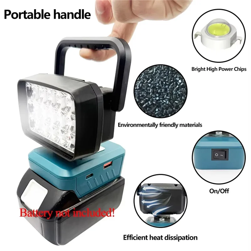 

AA05 18 Beads Portable Lanterns Spotlight Torch LED Work Light Lamp For 18V Li- Battery BL1830 BL1840 BL1815 BL1845